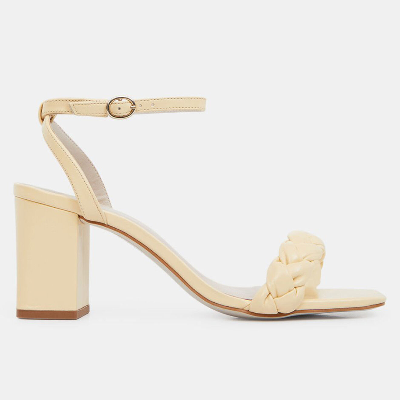 Galeries Lafayette Sandales en Cuir à bride tressée écrues - Talon 7 cm