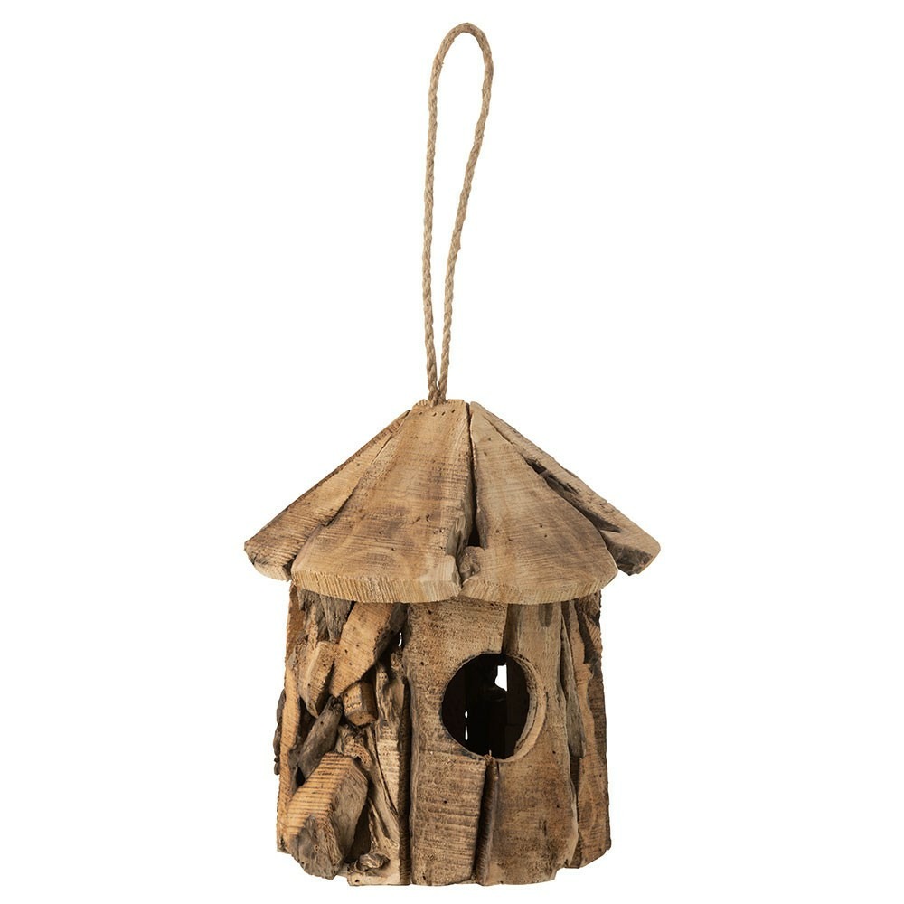 Cabane à oiseau suspendue en bois coloris marron