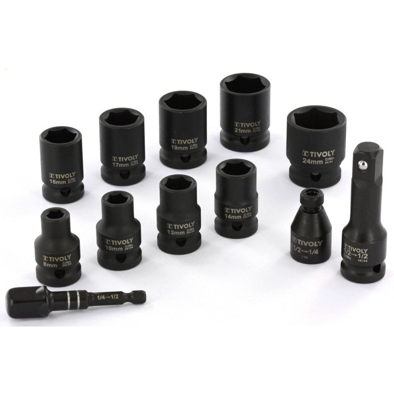 Douilles à choc Tivoly Technic Ø 8 à 24 mm + accessoires - Coffret de 12 pièces