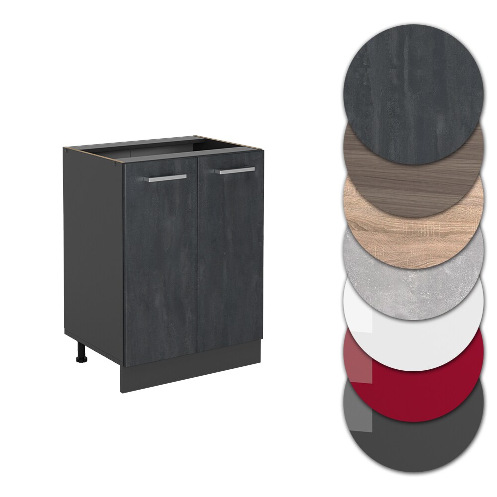 Vicco Unterschrank R-Line Schwarz Beton Anthrazit 60 cm ohne Arbeitsplatte