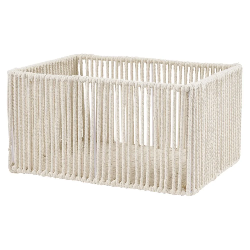 Panière ajouré acier et conton beige - 35x25xH18cm Taille M
