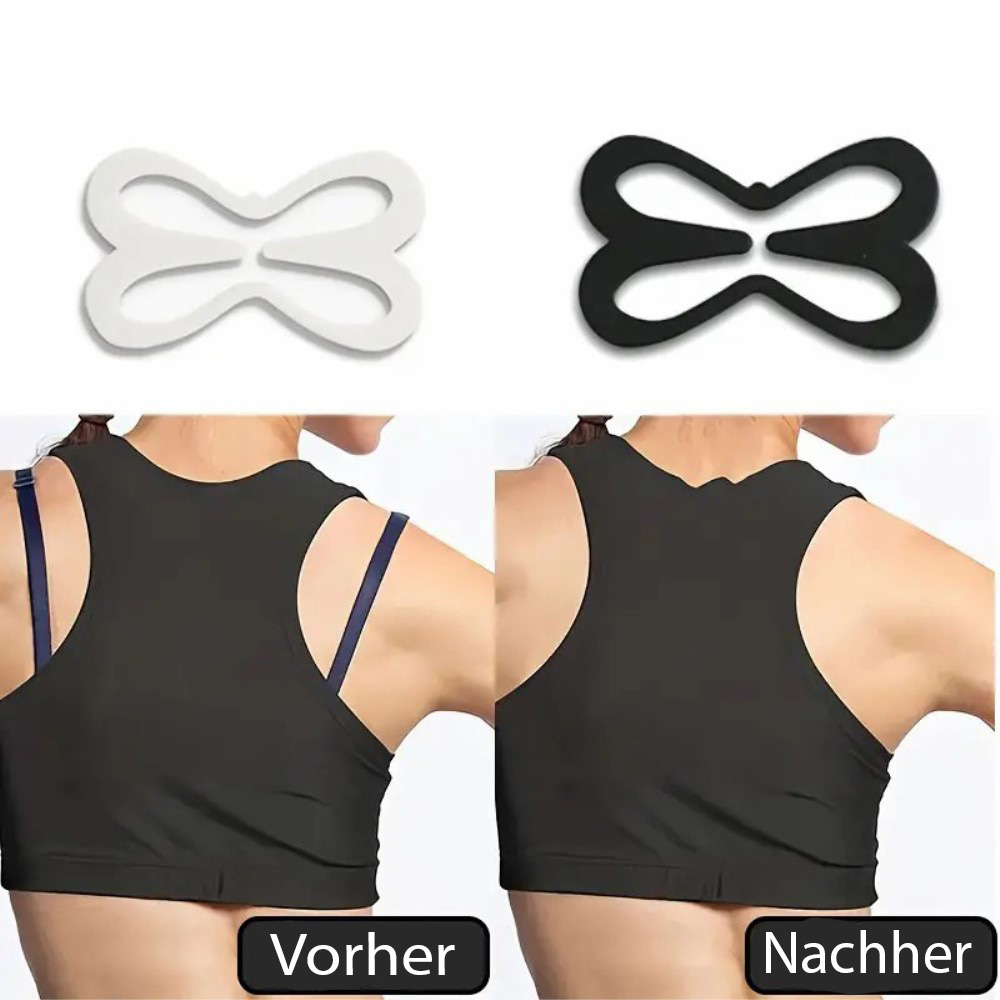 (3er Set) BH Träger Clip Rutschfeste Racerback Strap Klammer Schmetterling Stil - Transparent