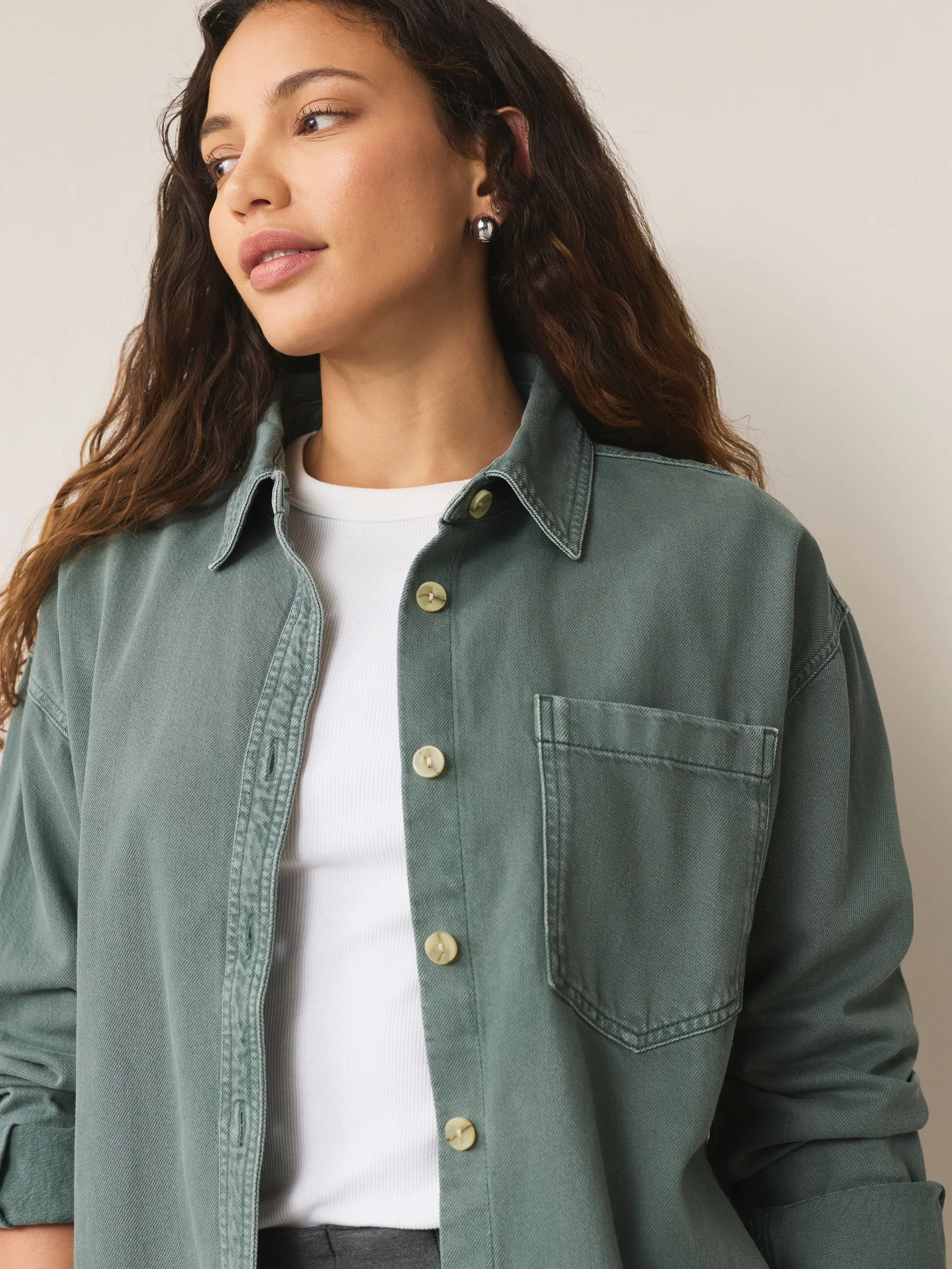 Groen - Oversized denim overhemd