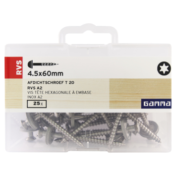 GAMMA afdichtschroef 4,5x60 mm inox 25 stuks