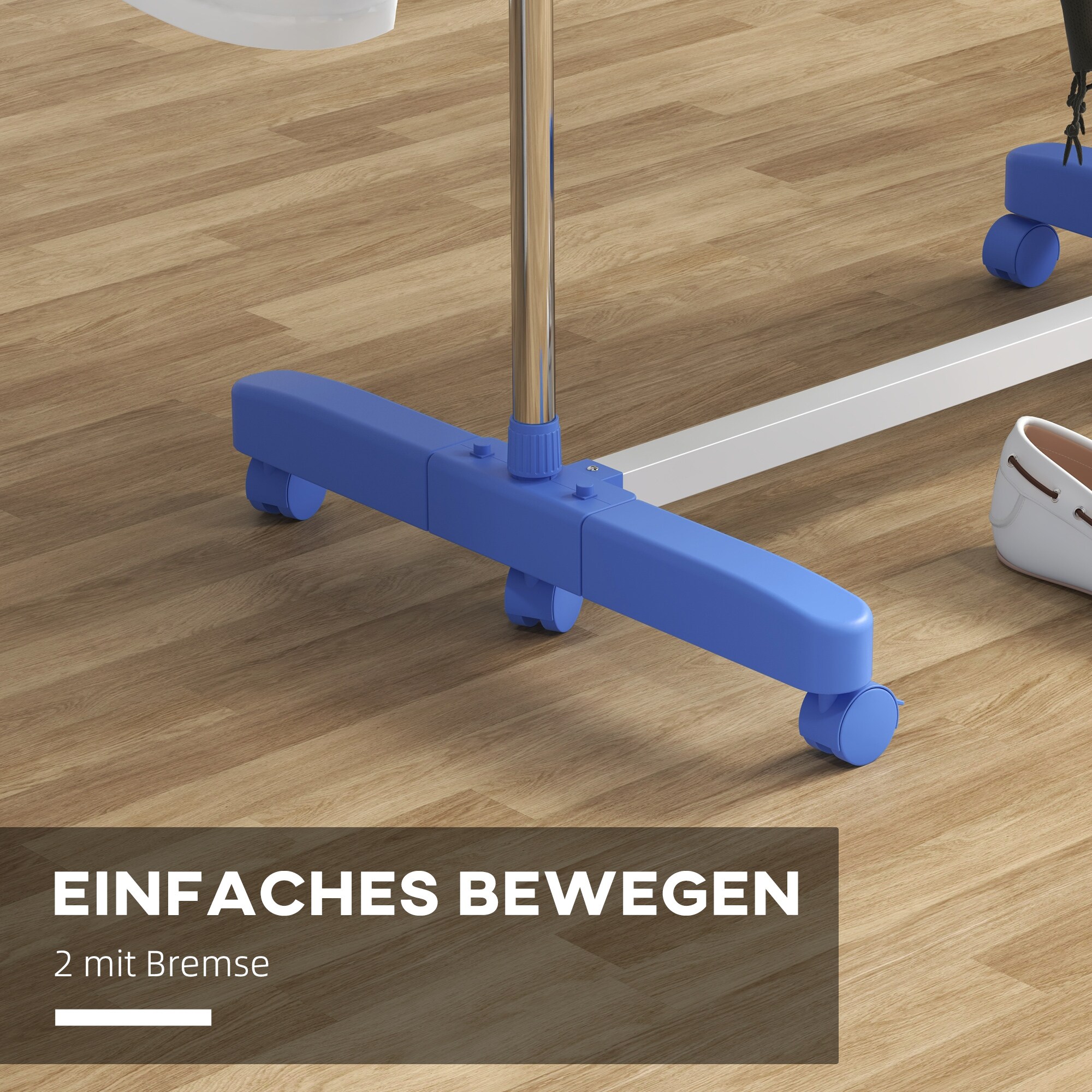 HOMCOM Wäscheständer mit Kleiderhaken grau 142L x 55B x 152H cm