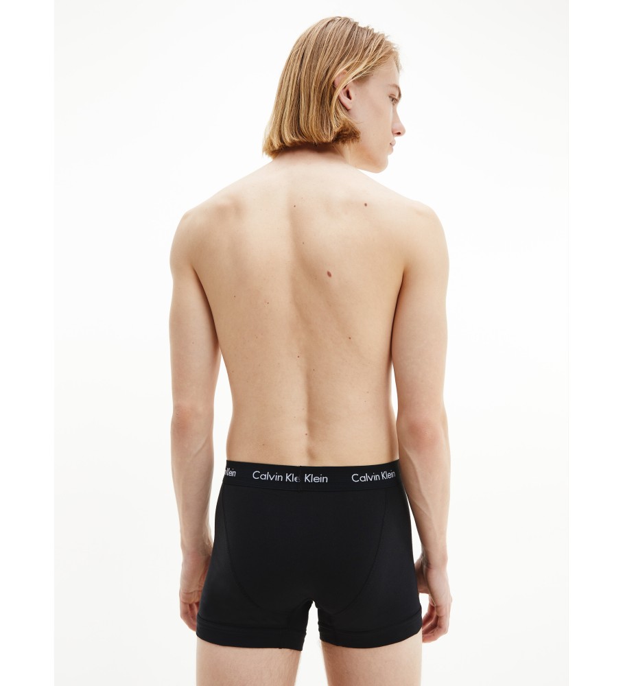 Pacote com 5 cuecas boxer Calvin Klein pretas de algodão elástico