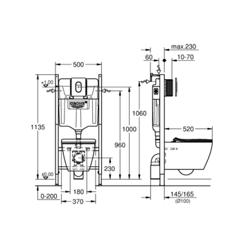 Grohe inbouwreservoir set Como Arena met hangend toilet