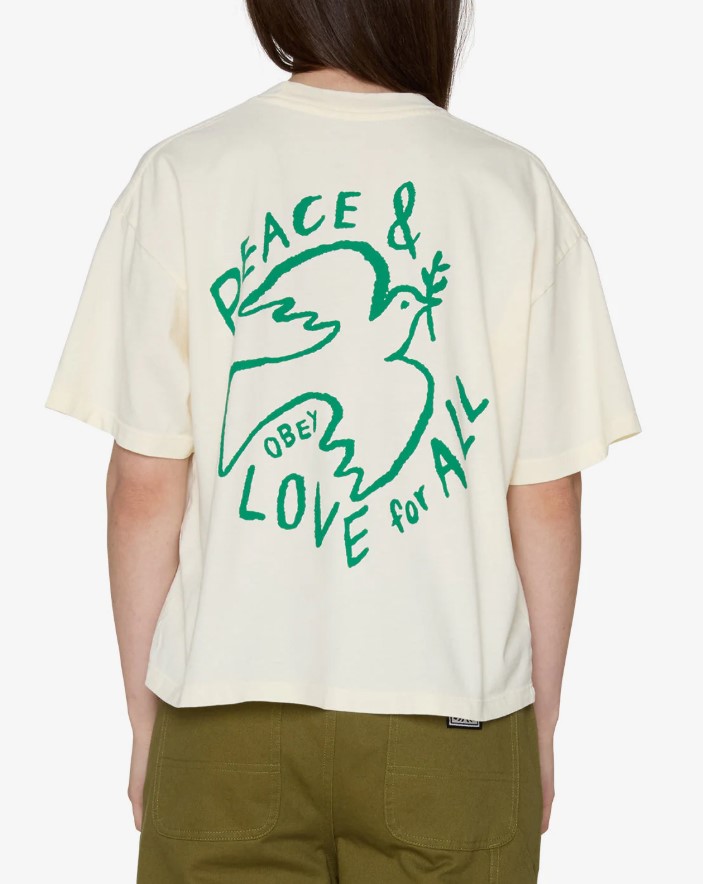 Obey Peace And Love For All Dove Unbleached
