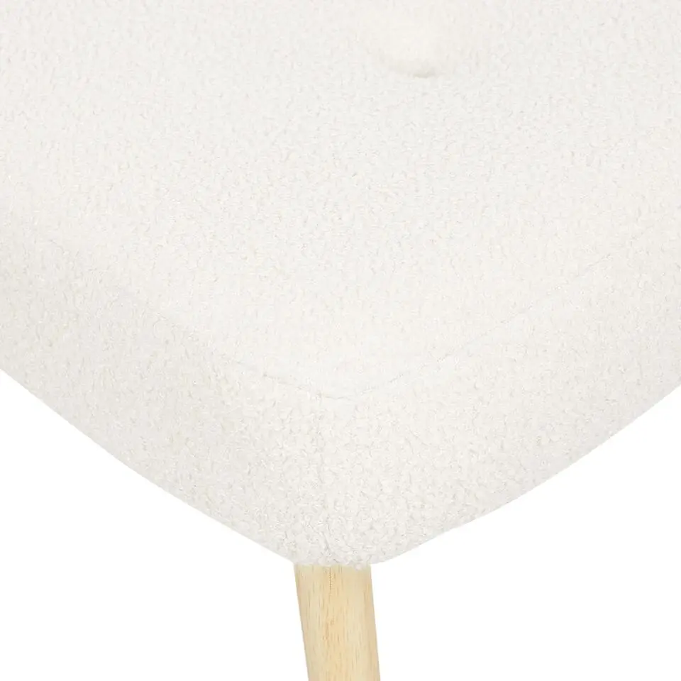 VEJLE II- Fauteuil met hocker - Wit - Bouclé
