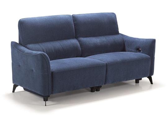 CONCEPT1 - Canapé tissu Bergamo 3 places 2 relax electriques Bleu