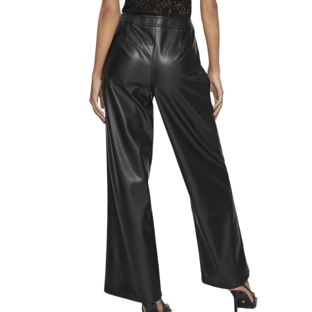 Vila Pantalon Similicuir Noir Femme Vila Vielie Wide