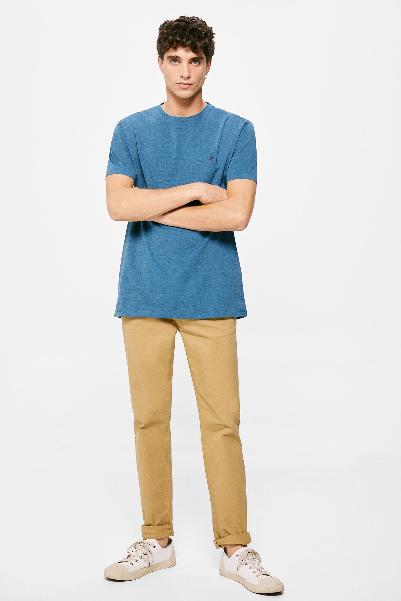 Camiseta com micro-listras - azul