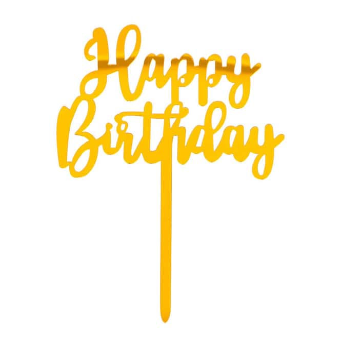 Kuchentopper - Happy Birthday - gold - ca. 15,5 x 11 cm