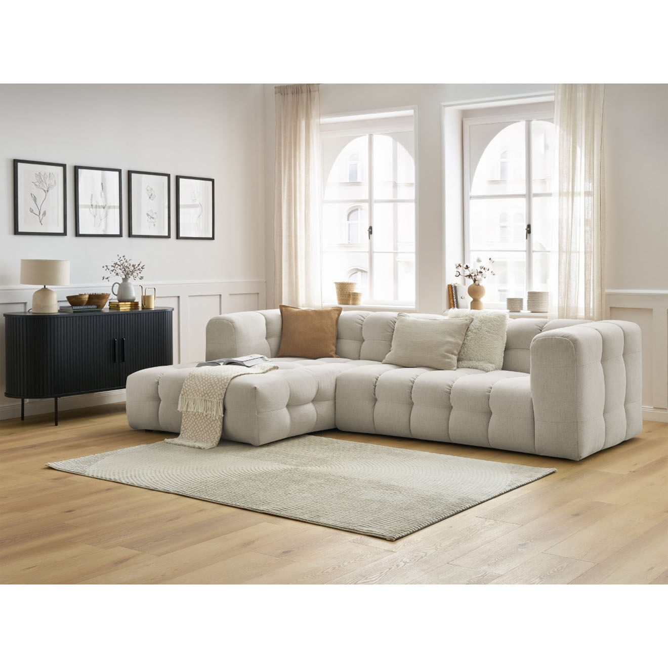 Bobochic Canapé d'angle gauche cloud beige - 288x184x75 cm