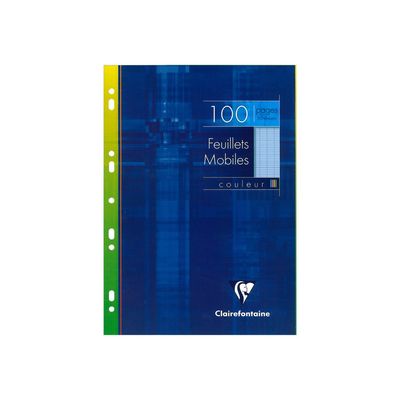 Clairefontaine - feuilles simples A4 - 100 pages - grands carreaux (Seyes) - perforées - bleu