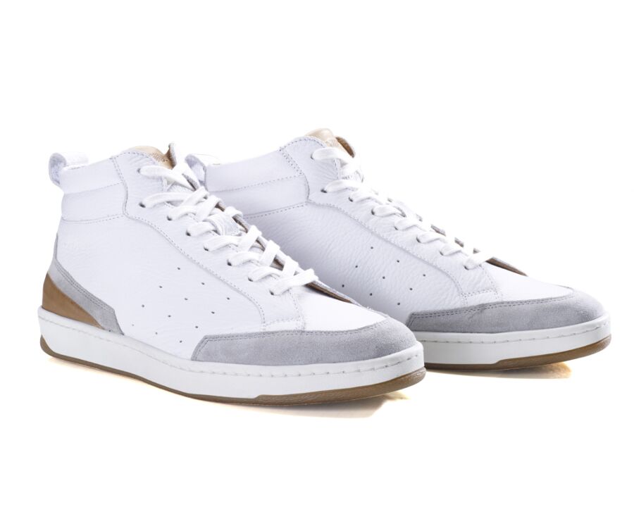 Sneakers homme cuir Blanc grainé - HALLORA