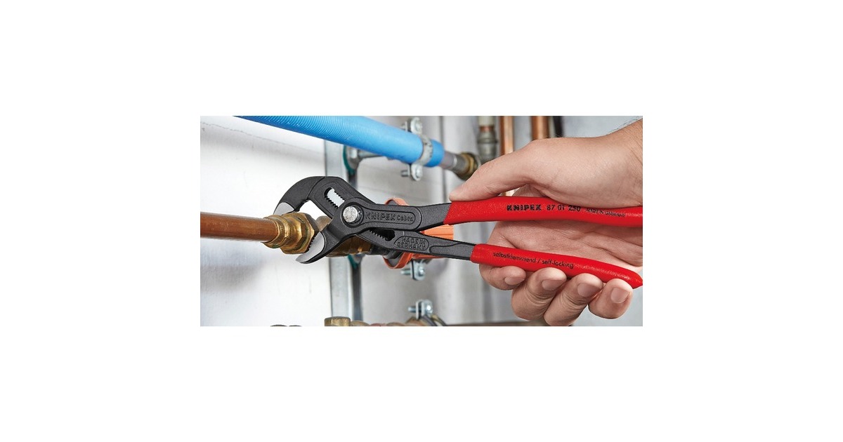 KNIPEXCobra 250 mm 87 01 250 zweedse- / waterpomp-tang  (Rood, Getande grijpvlakken, Doorgestoken scharnier )