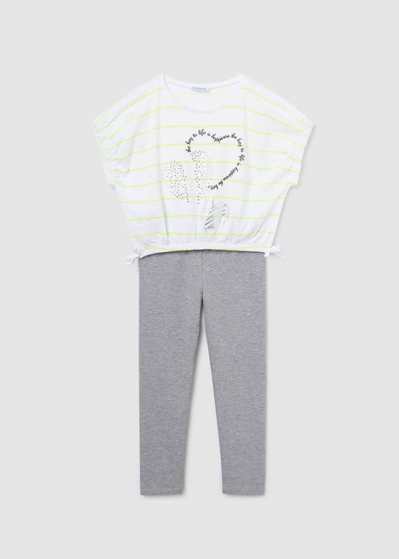 Conjunto de duas peças com camiseta de algodão e leggings para meninas