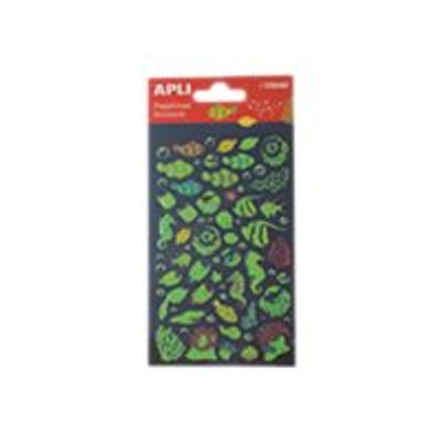Apli - 1 feuille gommettes poissons fluo