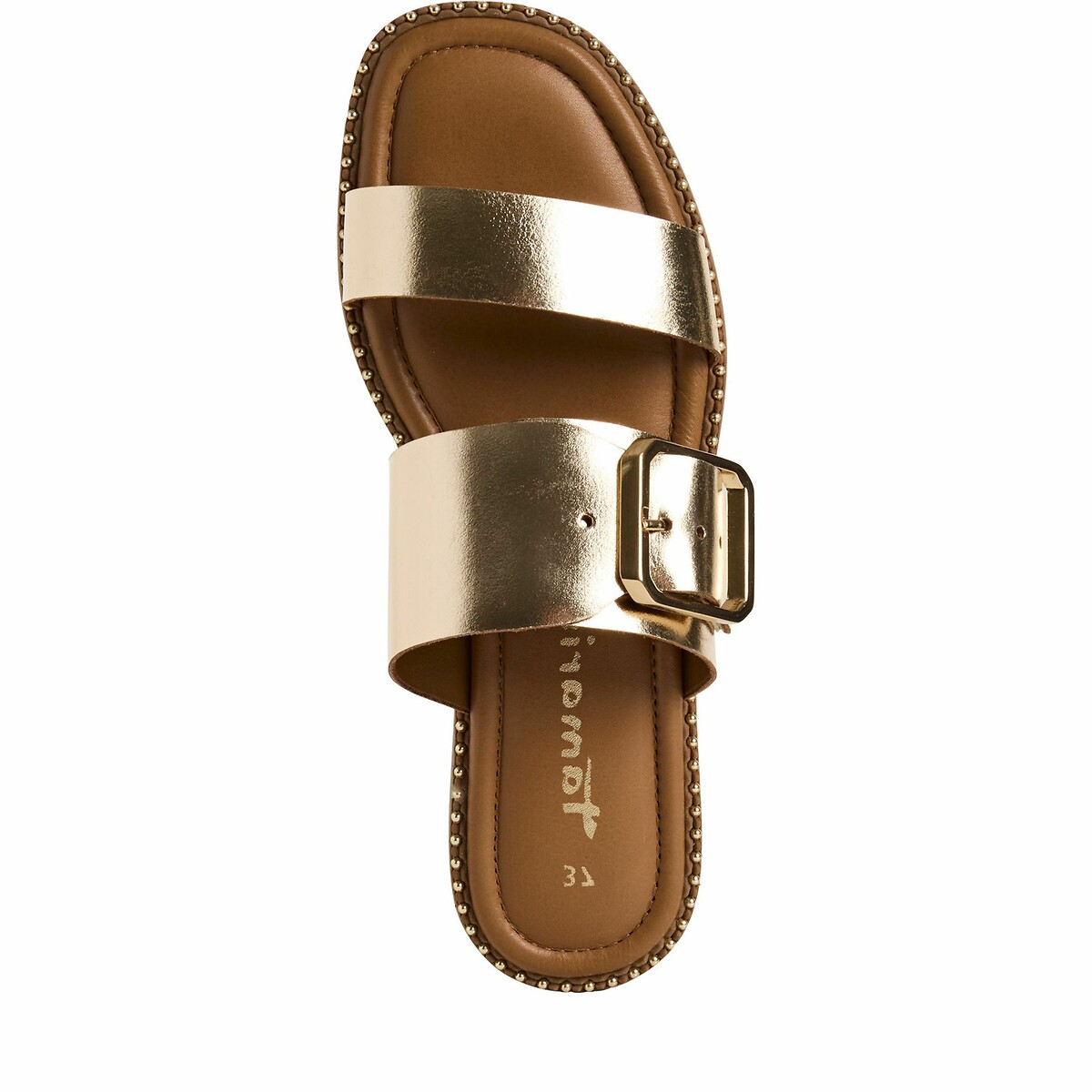 TAMARIS<br>Mules de couro planas
