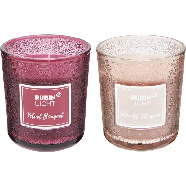 1-Docht Duftglas Paisley rose / rot