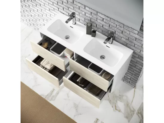 Ensemble de salle de bain double vasque 4 pièces IGEA chêne alaska