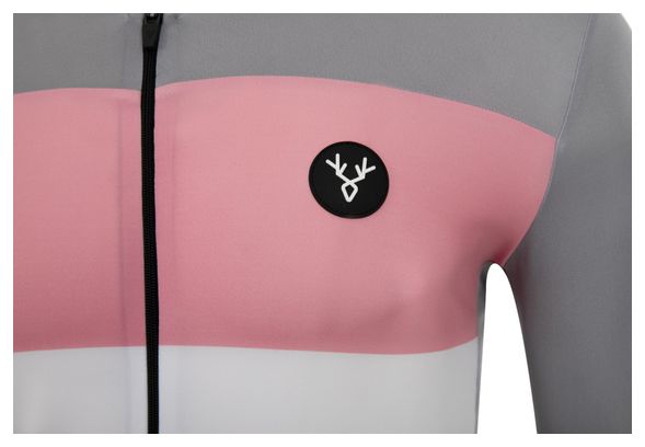 Maillot Manches Courtes LeBram Eze Gris Rose Coupe Ajustée