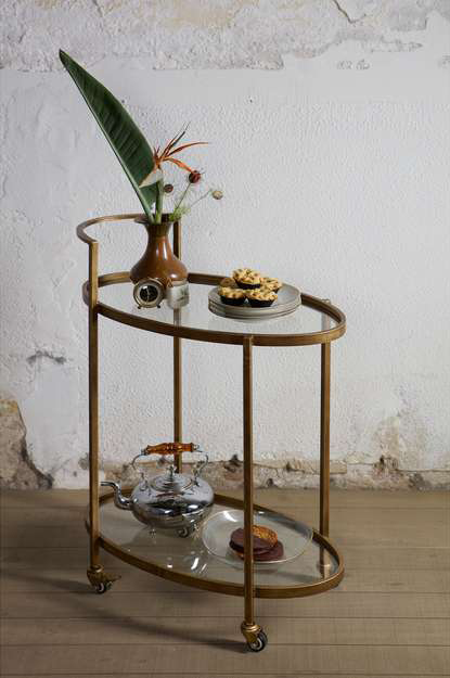 Trolley Push Push trolley metaal antique brass