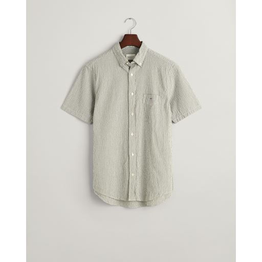 GANT Striped Seersucker Skjorte, Pine Green, XL