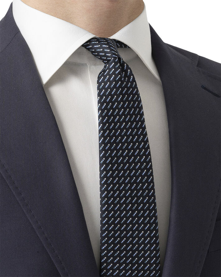 ETON Dark Blue Geometric Woven Silk Tie Blå
