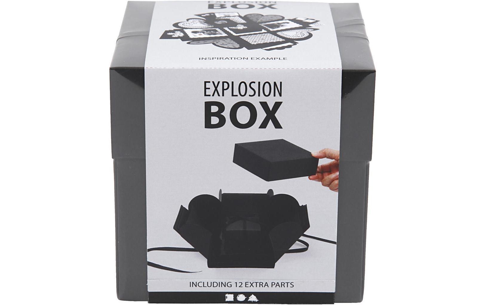 Geschenkbox Schwarz, 12 x 12 x 12 cmZusammenklappbare Explosionsbox