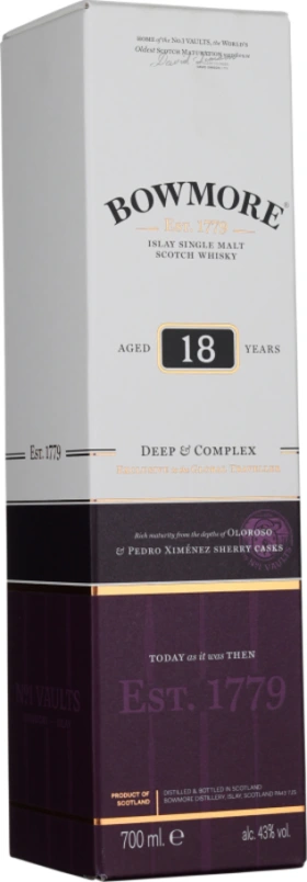 BOWMORE 18 YEARS SINGLE MALT DEEP & COMPLEX 70CL