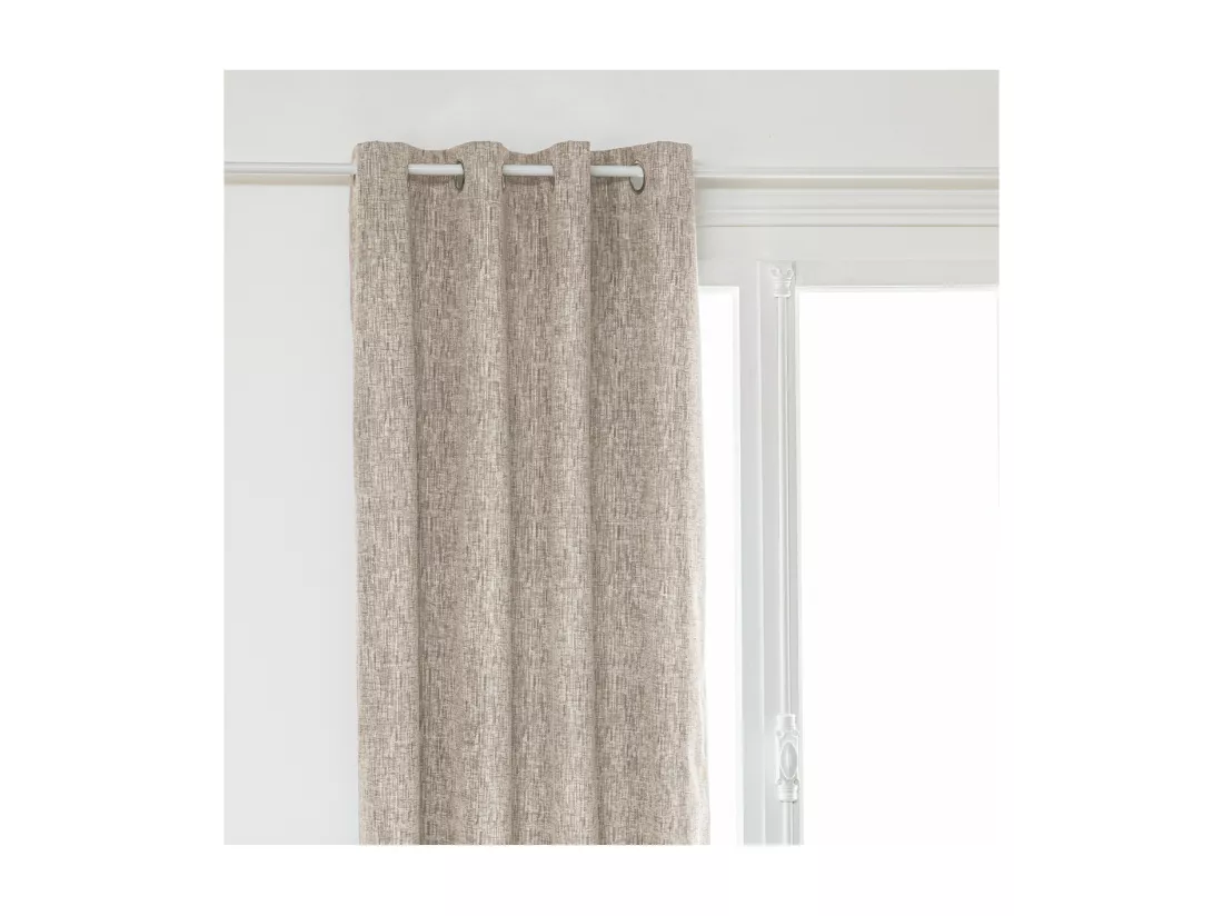 Rideau à œillets Occultant Jacquard Beige Lin 140 x 260 cm
