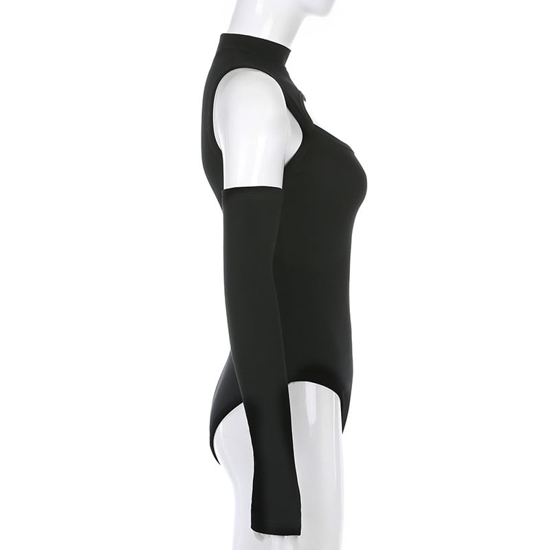 Sensarra - Bodytop met lange mouwen, col en koude schouders en uitsparingen