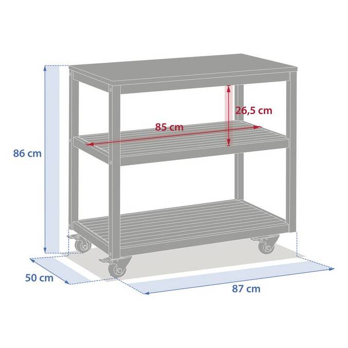 Module à roulettes avec étagères pour cuisine d'été LODGIA Beige