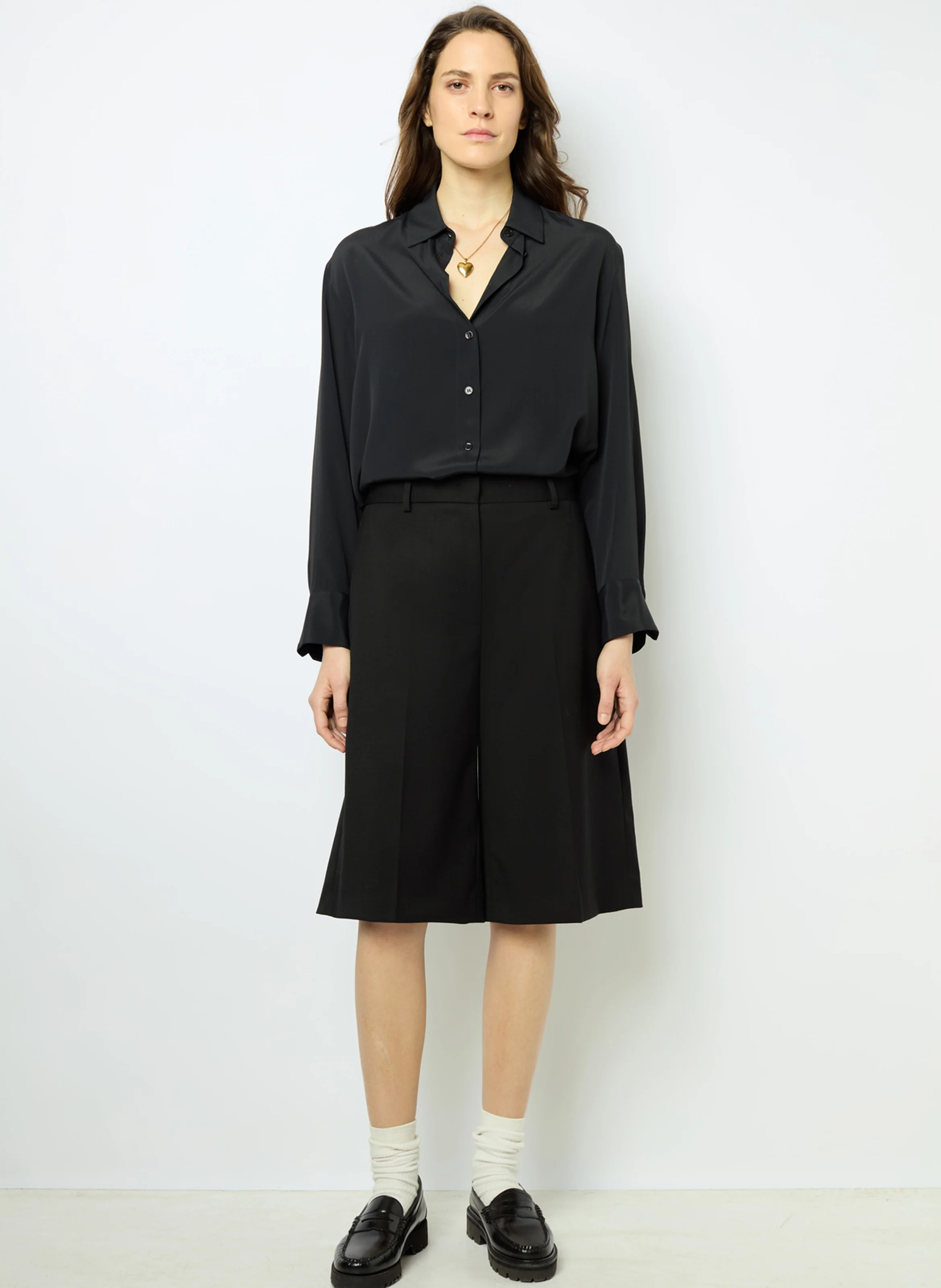 NEYLA - Short taille haute en laine mélangée | Noir