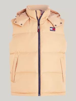 Colete puffer Alaska com capuz e plumas