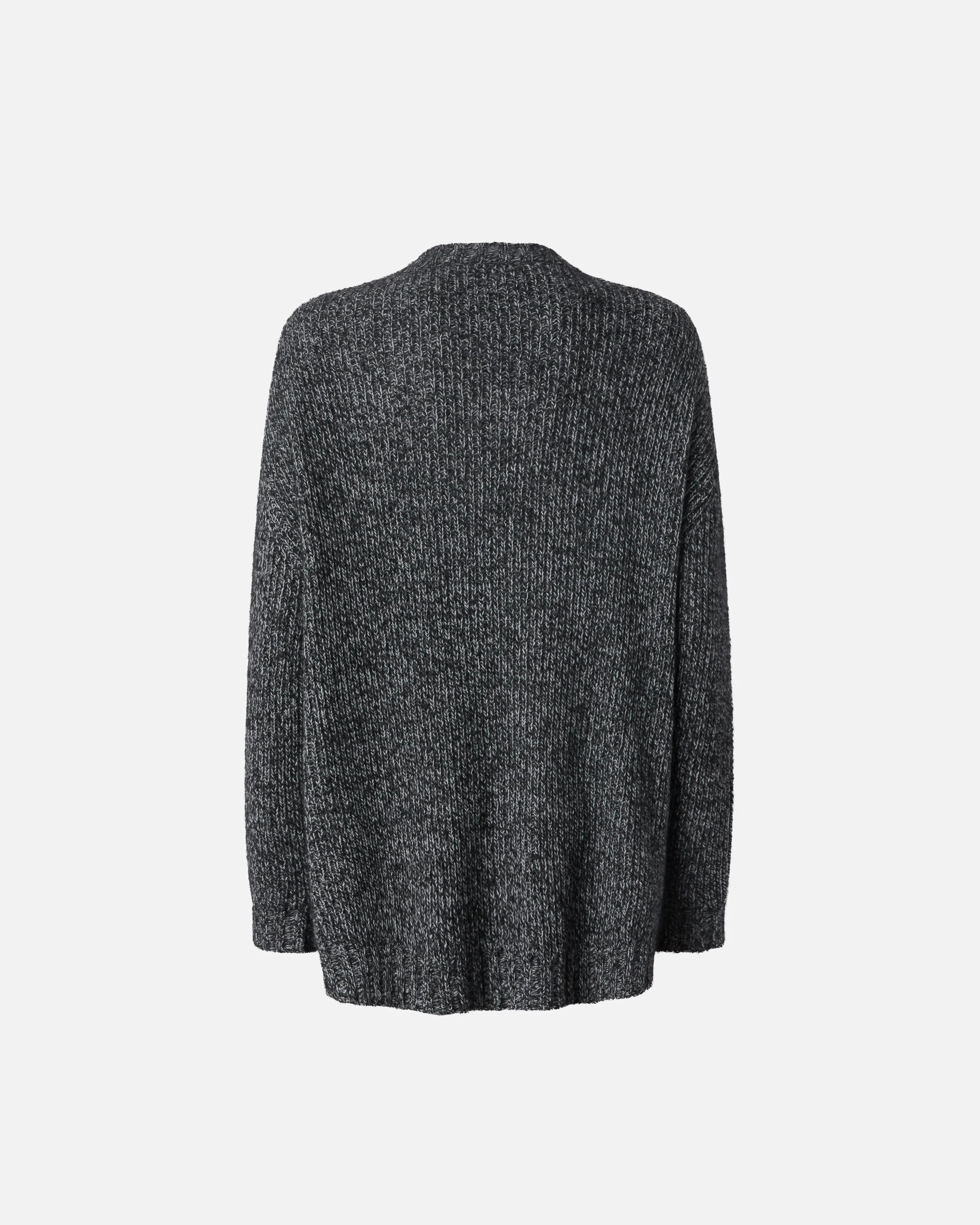 Cardigan côtelé à col v en alpaga mélangé | Multicolore