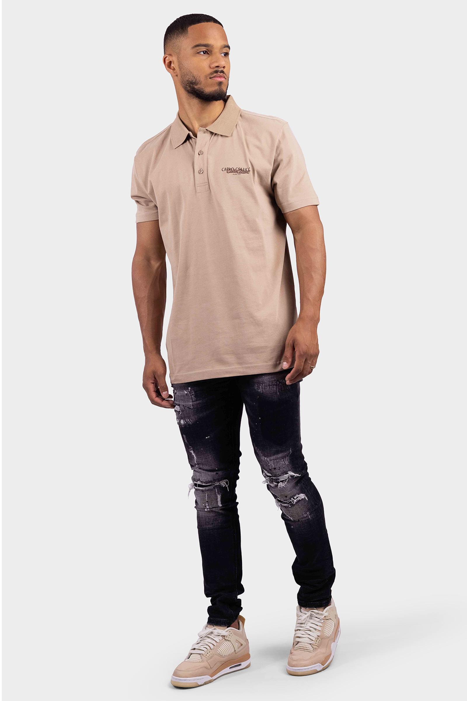 Carlo Colucci C3436 56 Basic Polo Heren Beige