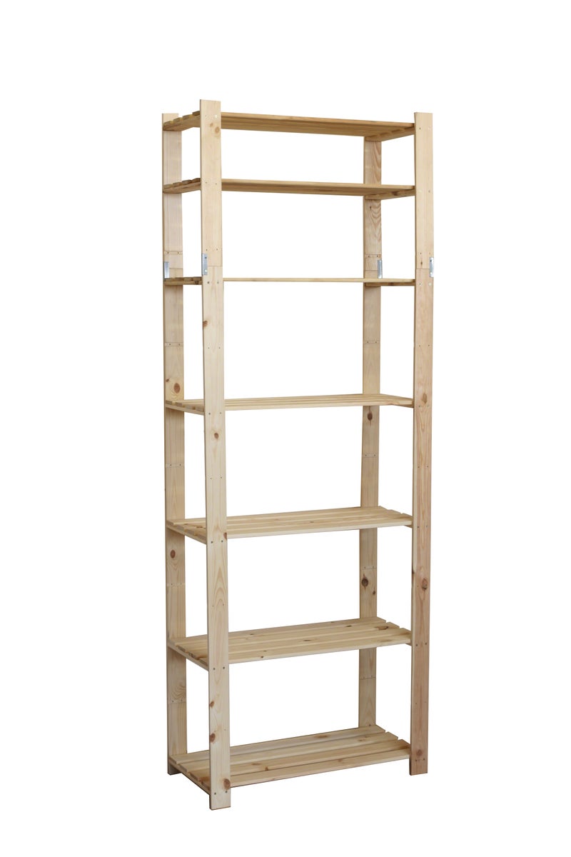 PROREGAL Pinepeak Houten Plank HxBxD 200 x 80 x 28 cm 6 Planken 1,2 cm Dik Dennenhout Natuurlijk