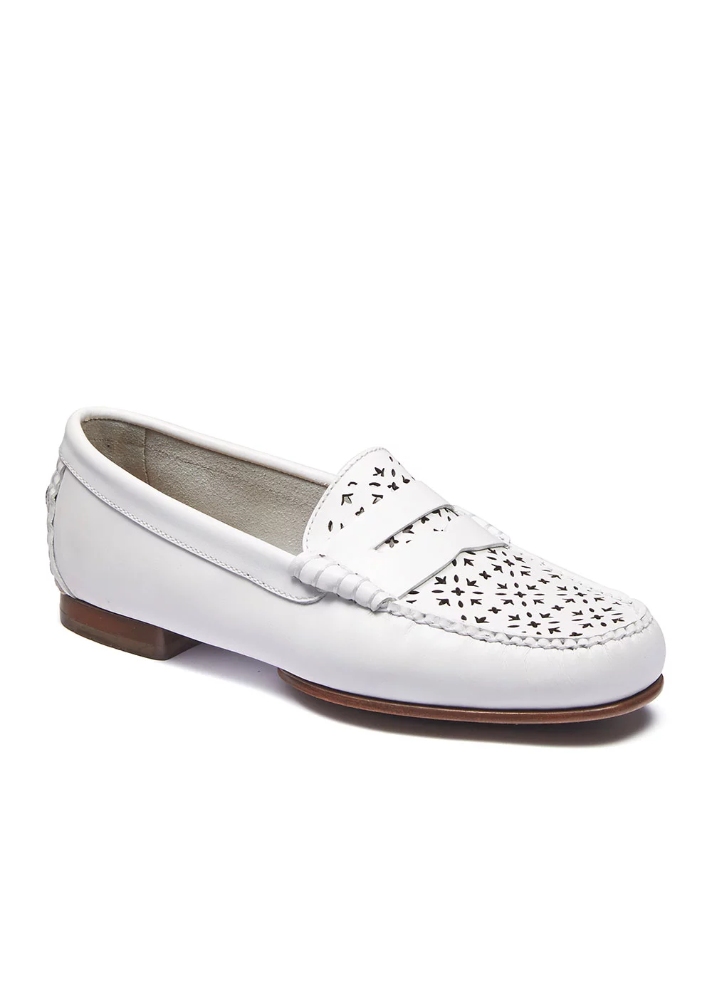 CAR MOC CUIR BLANC PERFORE