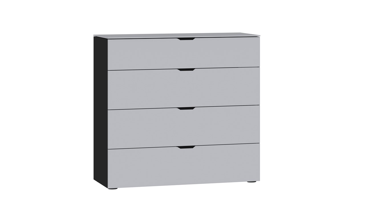Commode Switchline 4 laden novazwart/glas helder grijs