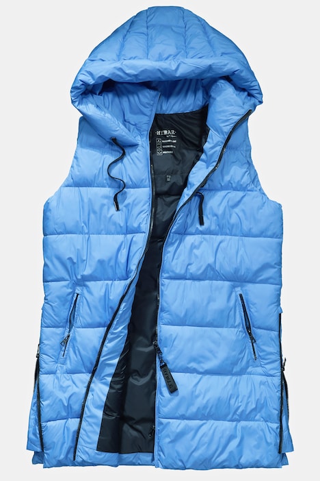 HYPRAR Long-Steppweste, seitliche Zipper, Stehkragen