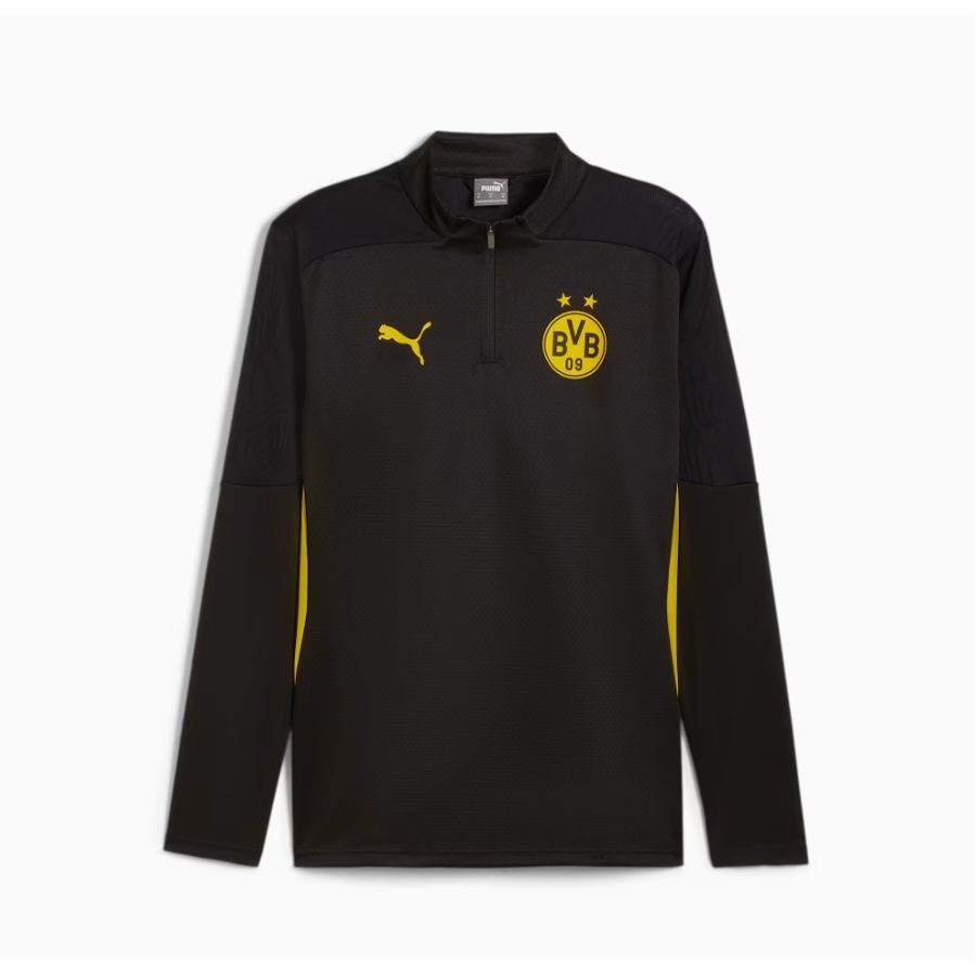 Dortmund Maillot d'Entraînement Avant-Match Fermeture Éclair 1/4 - Noir/Faster Yellow