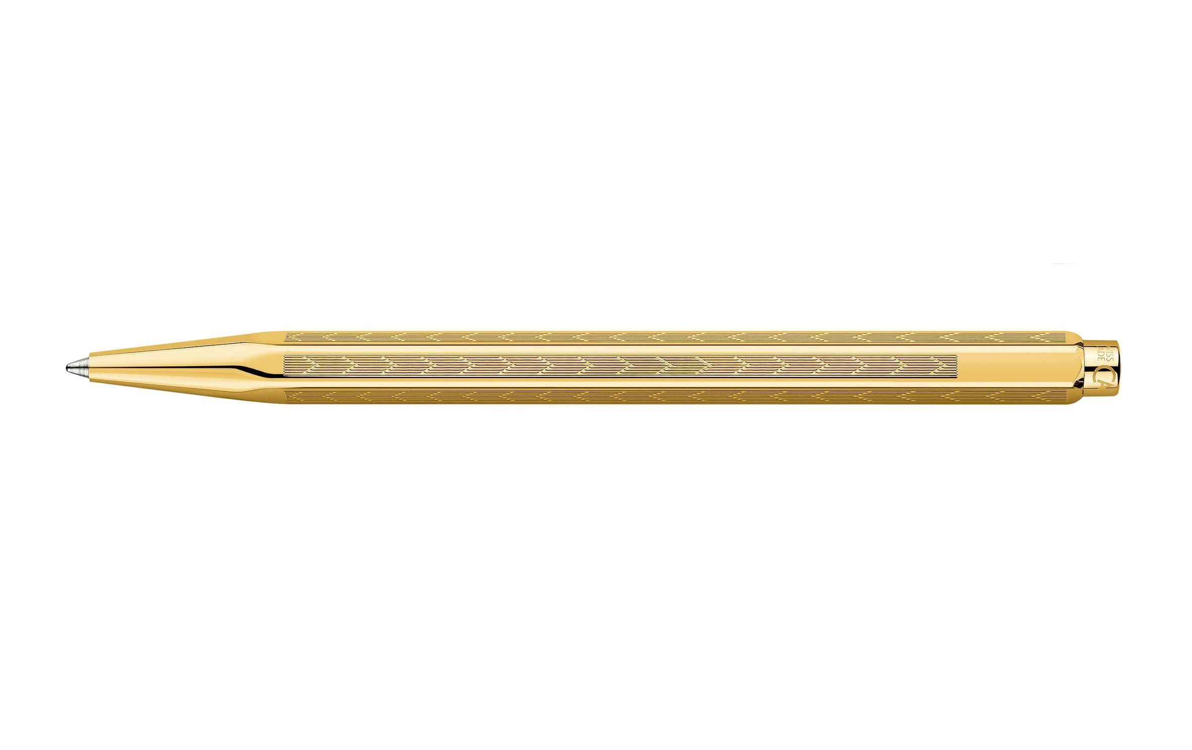Kugelschreiber Ecridor Chevron vergoldet<br>Eleganter Schreiber mit sechseckiger Schaft aus Messing