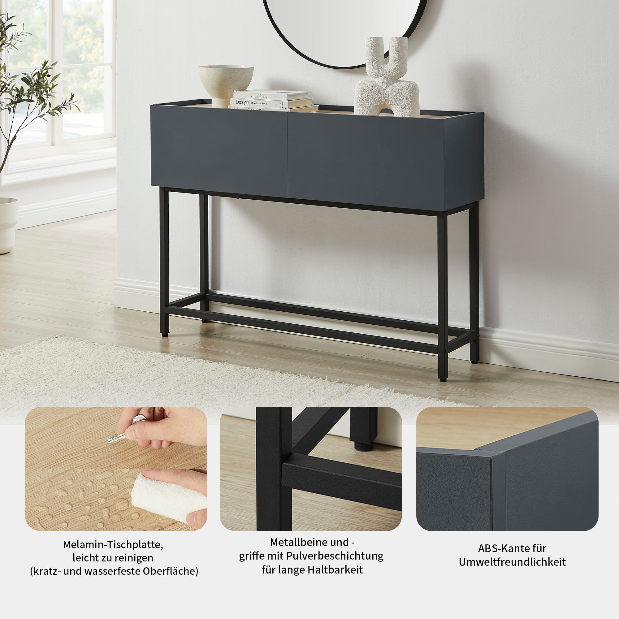 GOODproduct Konsolentisch »Azly« pflegeleichte Melaminoberfläche, Metallgestell, Breite 120 cm