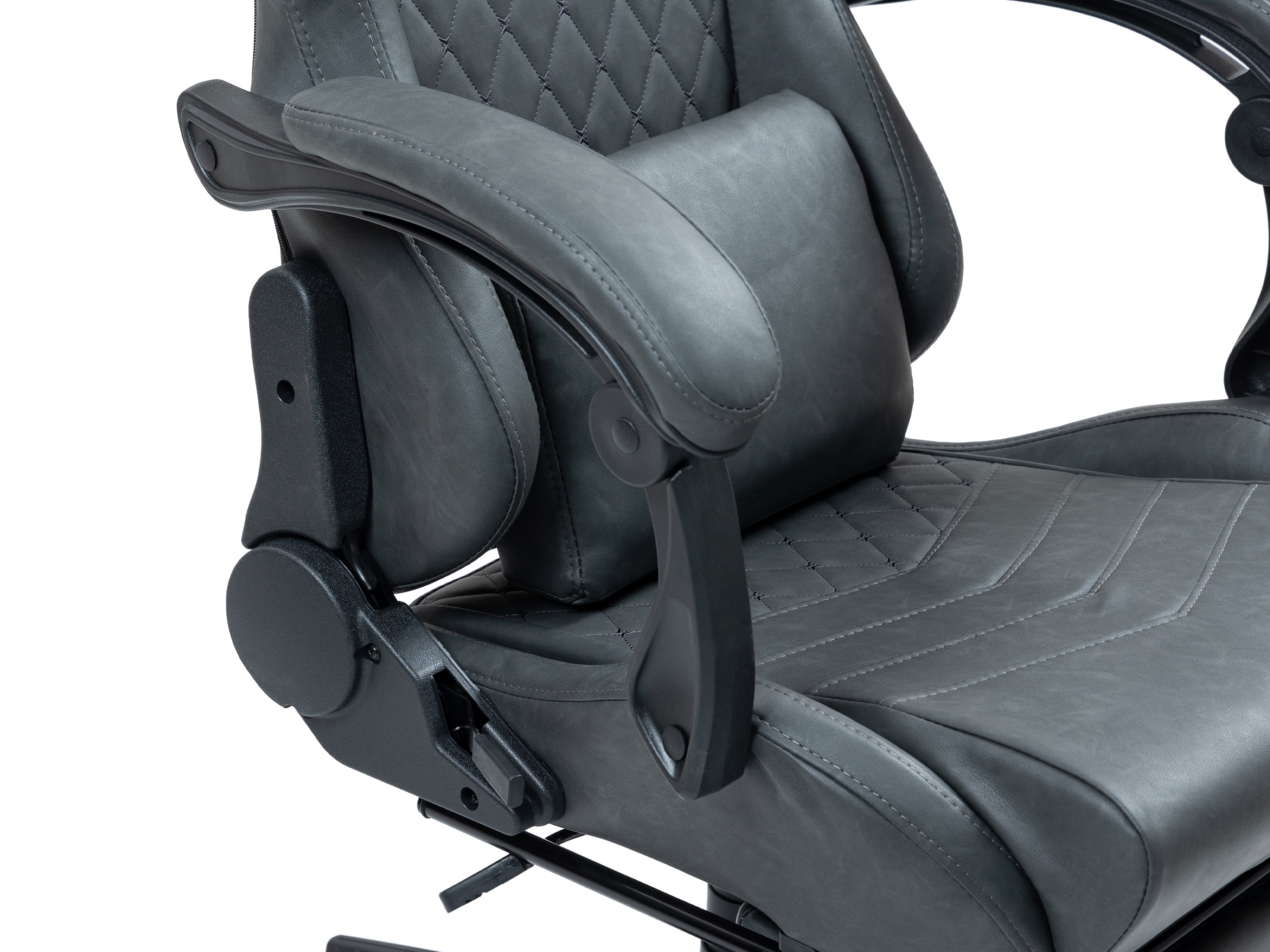Gamingstuhl Bürostuhl Leder mit Massagefunktion GREG grau