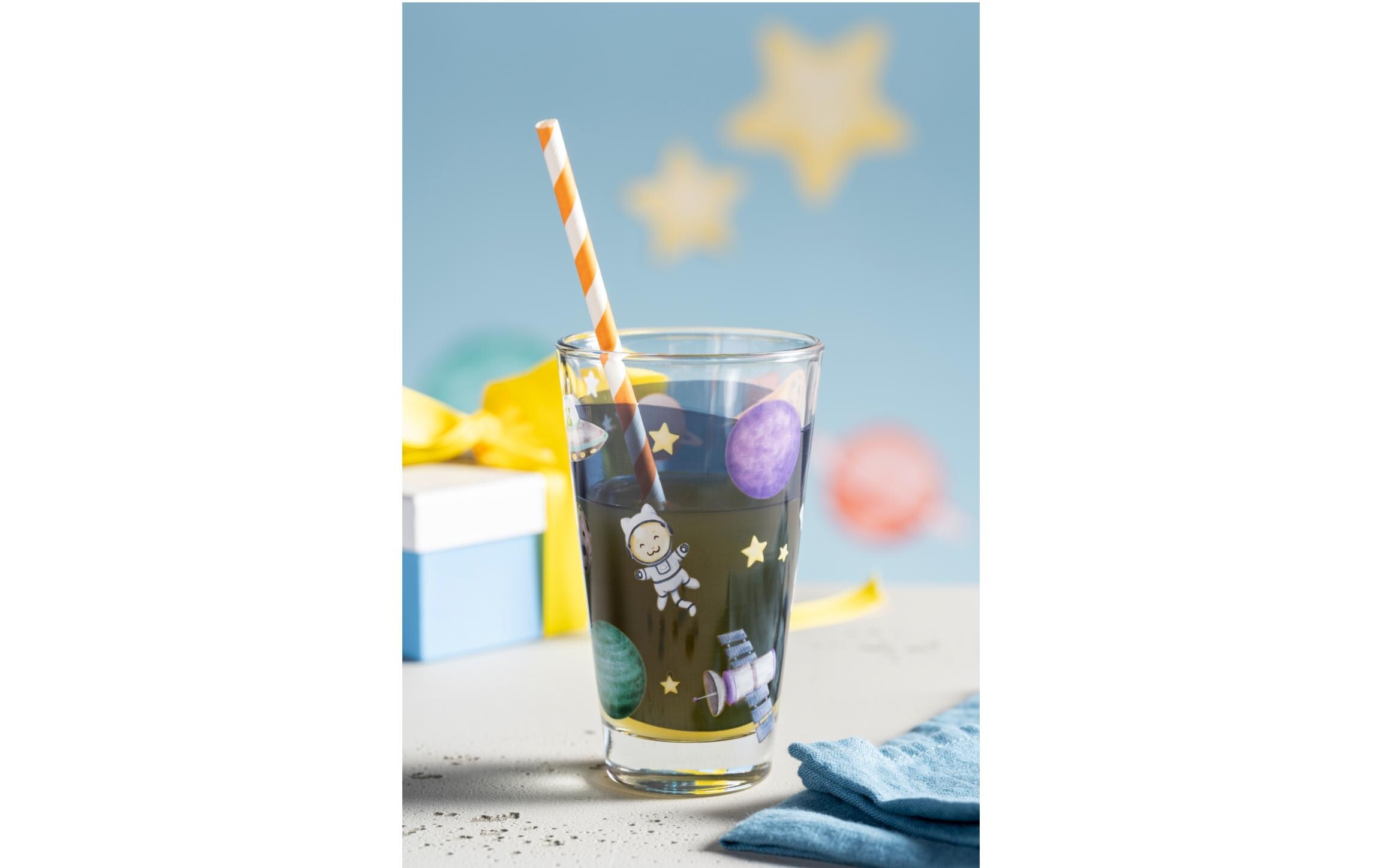 Kindertrinkglas Avventura 300 ml, 6 Stück, WeltallTrinkglas für Kinder