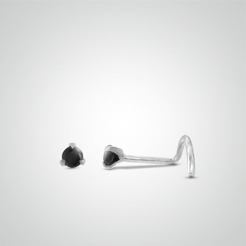 Piercing de nez zircon noir or blanc barre en U
