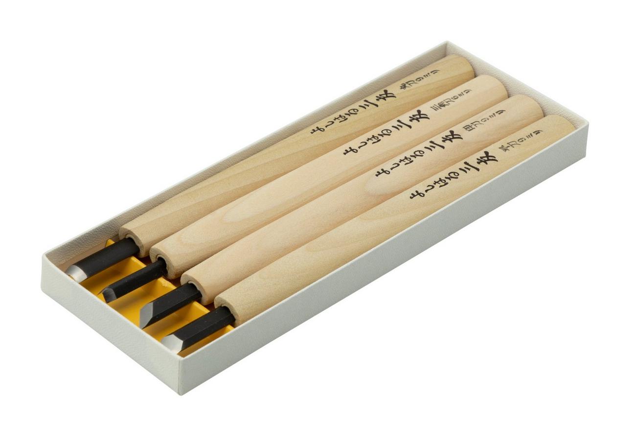 Yoshiharu Y-4 Mitomoto Japanse houtsnijmessen, set van 4